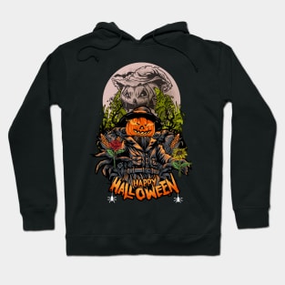 Happy Halloween Scarecrow Evil Funny Smiling Spooky Pumpkin Face Hoodie